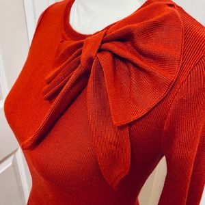 ❤️Sale❤️Eliza J Fit&Flare Red Knit Dress A line Dress Collar Bow Christmas Dress